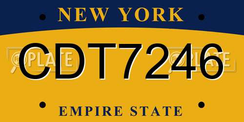 CDT7246 New York License Plate