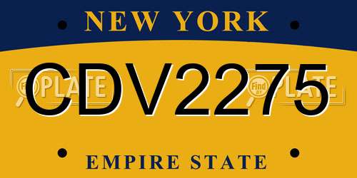 CDV2275 New York License Plate