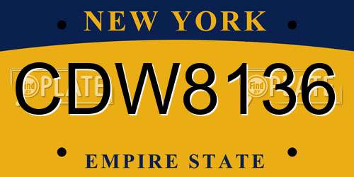 CDW8136 New York License Plate