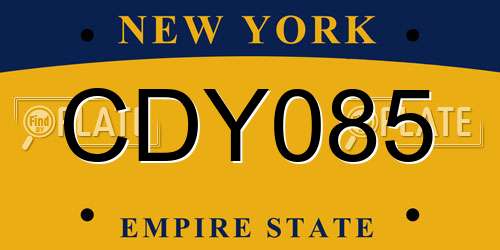 CDY085 New York License Plate