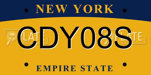 CDY08S New York License Plate