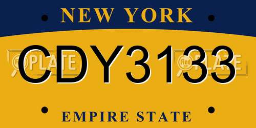 CDY3133 New York License Plate