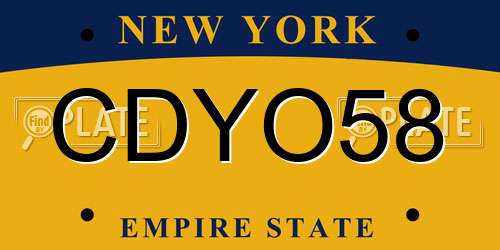 CDYO58 New York License Plate