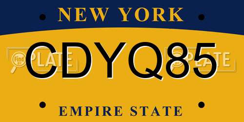 CDYQ85 New York License Plate