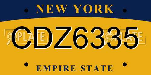 CDZ6335 New York License Plate