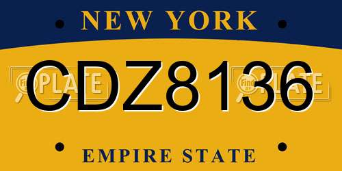 CDZ8136 New York License Plate