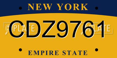 CDZ9761 New York License Plate