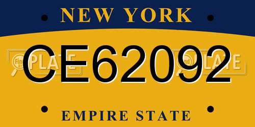 CE62092 New York License Plate