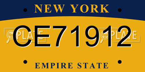 CE71912 New York License Plate