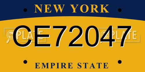 CE72047 New York License Plate