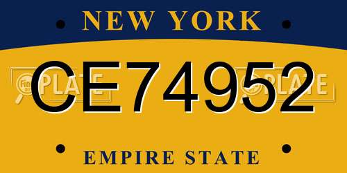 CE74952 New York License Plate