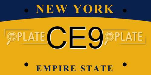 CE9 New York License Plate