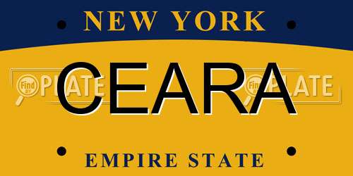 CEARA New York License Plate