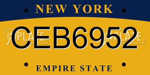CEB6952 New York License Plate