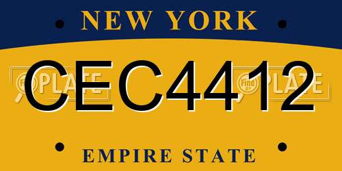 CEC4412 New York License Plate