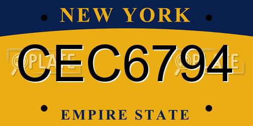 CEC6794 New York License Plate