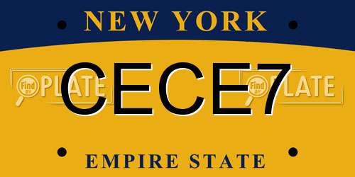CECE7 New York License Plate