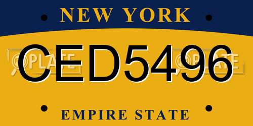 CED5496 New York License Plate