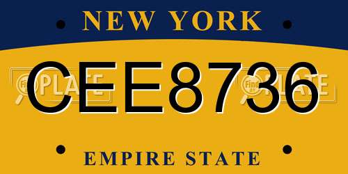 CEE8736 New York License Plate