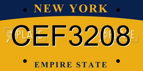 CEF3208 New York License Plate