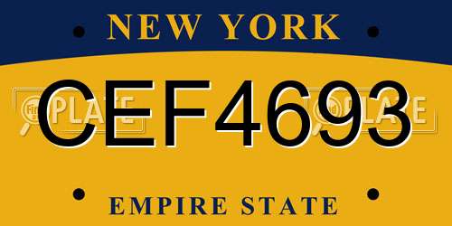CEF4693 New York License Plate