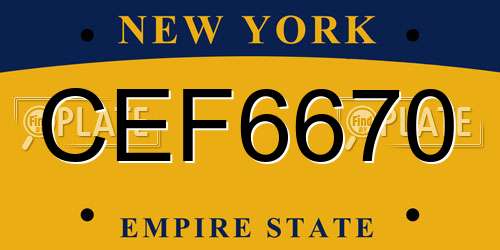 CEF6670 New York License Plate