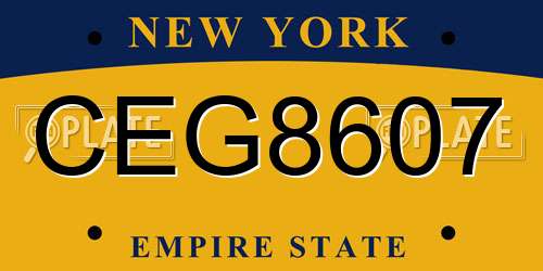 CEG8607 New York License Plate