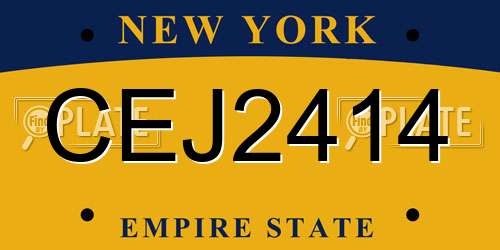 CEJ2414 New York License Plate