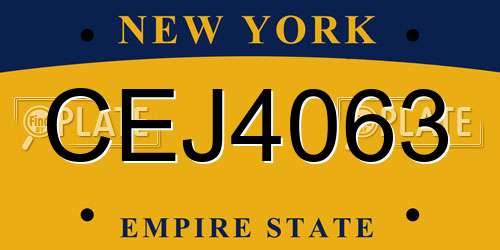 CEJ4063 New York License Plate