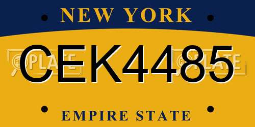 CEK4485 New York License Plate