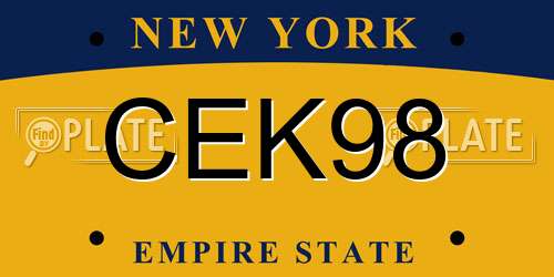 CEK98 New York License Plate