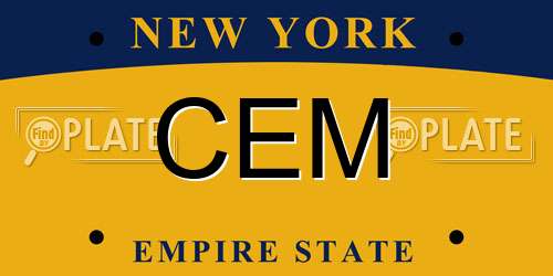 CEM New York License Plate