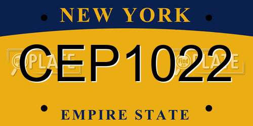 CEP1022 New York License Plate
