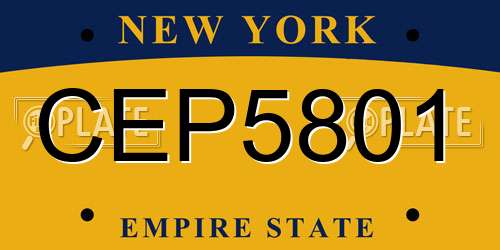 CEP5801 New York License Plate