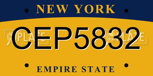 CEP5832 New York License Plate