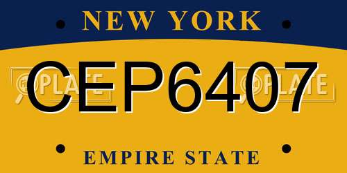CEP6407 New York License Plate