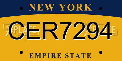 CER7294 New York License Plate