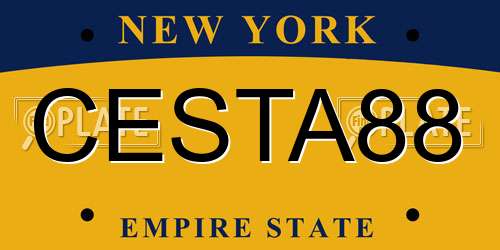CESTA88 New York License Plate