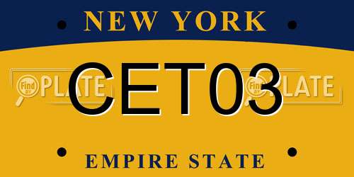 CET03 New York License Plate