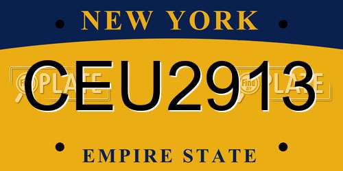 CEU2913 New York License Plate