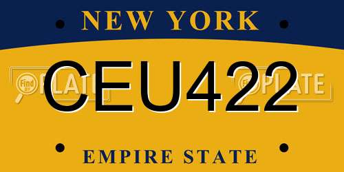 CEU422 New York License Plate