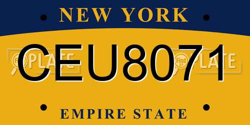 CEU8071 New York License Plate