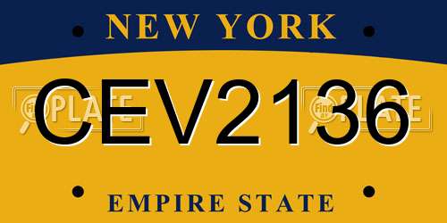 CEV2136 New York License Plate