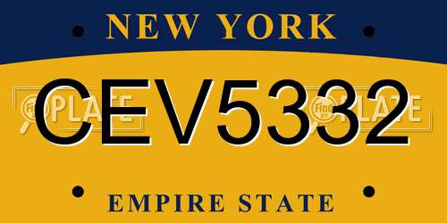 CEV5332 New York License Plate