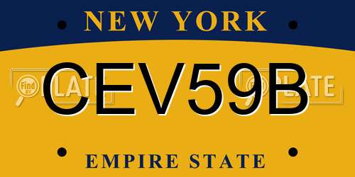 CEV59B New York License Plate