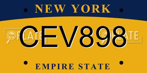 CEV898 New York License Plate