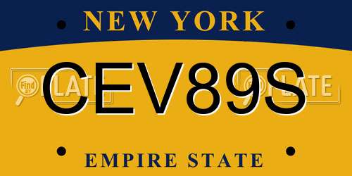 CEV89S New York License Plate