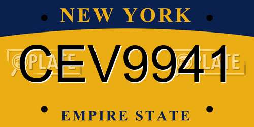 CEV9941 New York License Plate