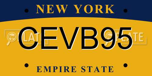 CEVB95 New York License Plate