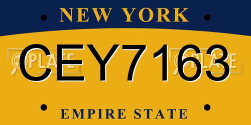 CEY7163 New York License Plate